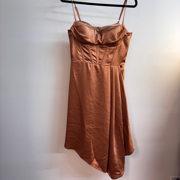 Brigid Coffee Satin Corset Dress - Picture 13 of 14